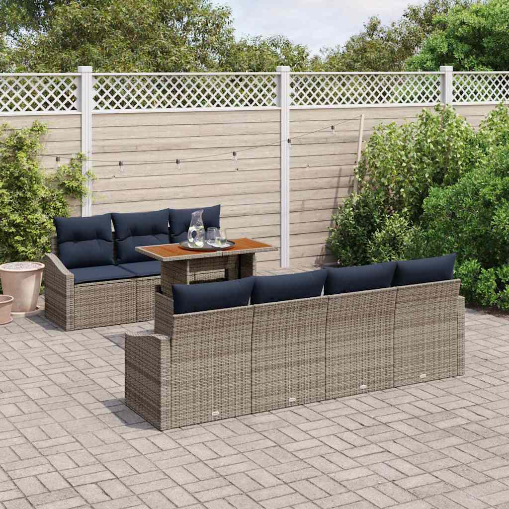 Tuin Sofa Set met opslag 8 pcs Grijs Poly riet is nu te koop bij PeponiXL, paradijselijk wonen!