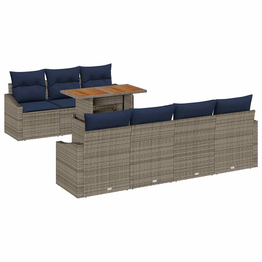 Tuin Sofa Set met opslag 8 pcs Grijs Poly riet is nu te koop bij PeponiXL, paradijselijk wonen!