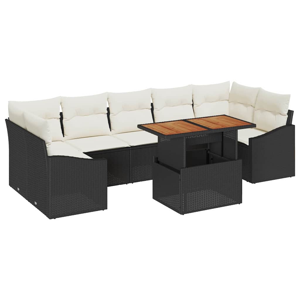 Tuin Sofa Set met kussen met opslag 8 pcs Zwart en Beige is nu te koop bij PeponiXL, paradijselijk wonen!