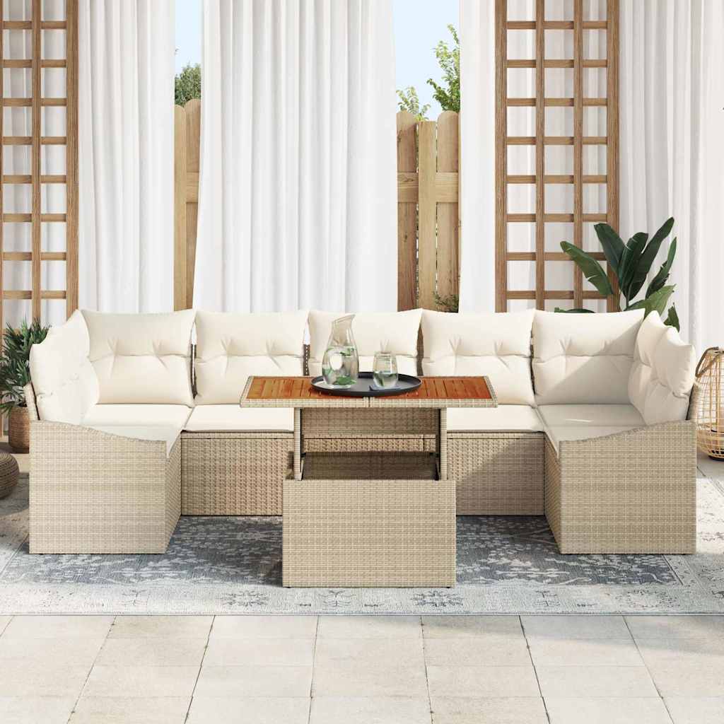 Tuin Sofa Set met kussen met opslag 8 pcs Beige en Crème is nu te koop bij PeponiXL, paradijselijk wonen!