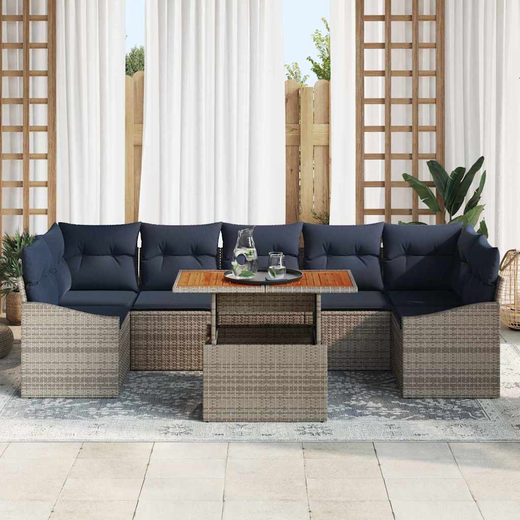Tuin Sofa Set met opslag 8 pcs Grijs Poly riet is nu te koop bij PeponiXL, paradijselijk wonen!
