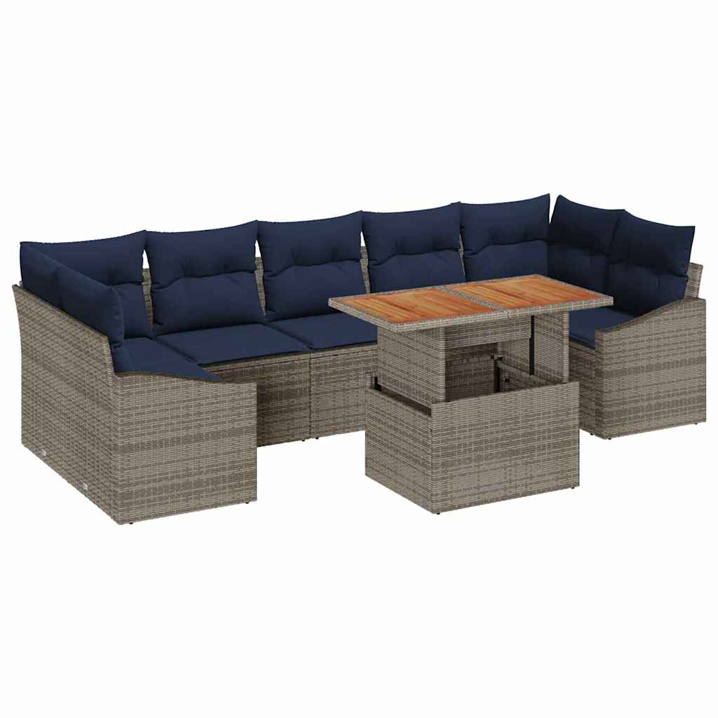 Tuin Sofa Set met opslag 8 pcs Grijs Poly riet is nu te koop bij PeponiXL, paradijselijk wonen!