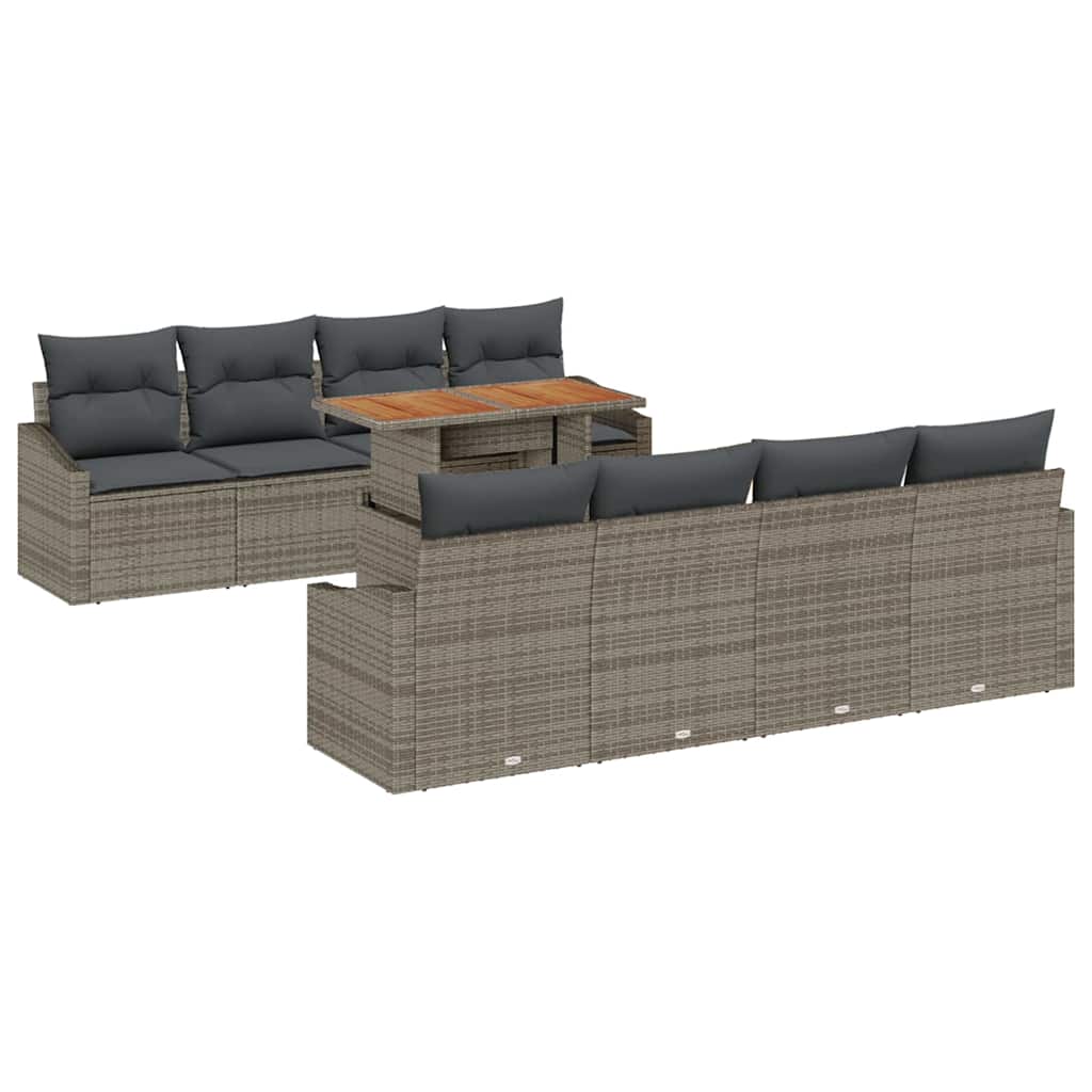 Tuin Sofa Set met opslag 9 pcs Grijs Poly riet is nu te koop bij PeponiXL, paradijselijk wonen!