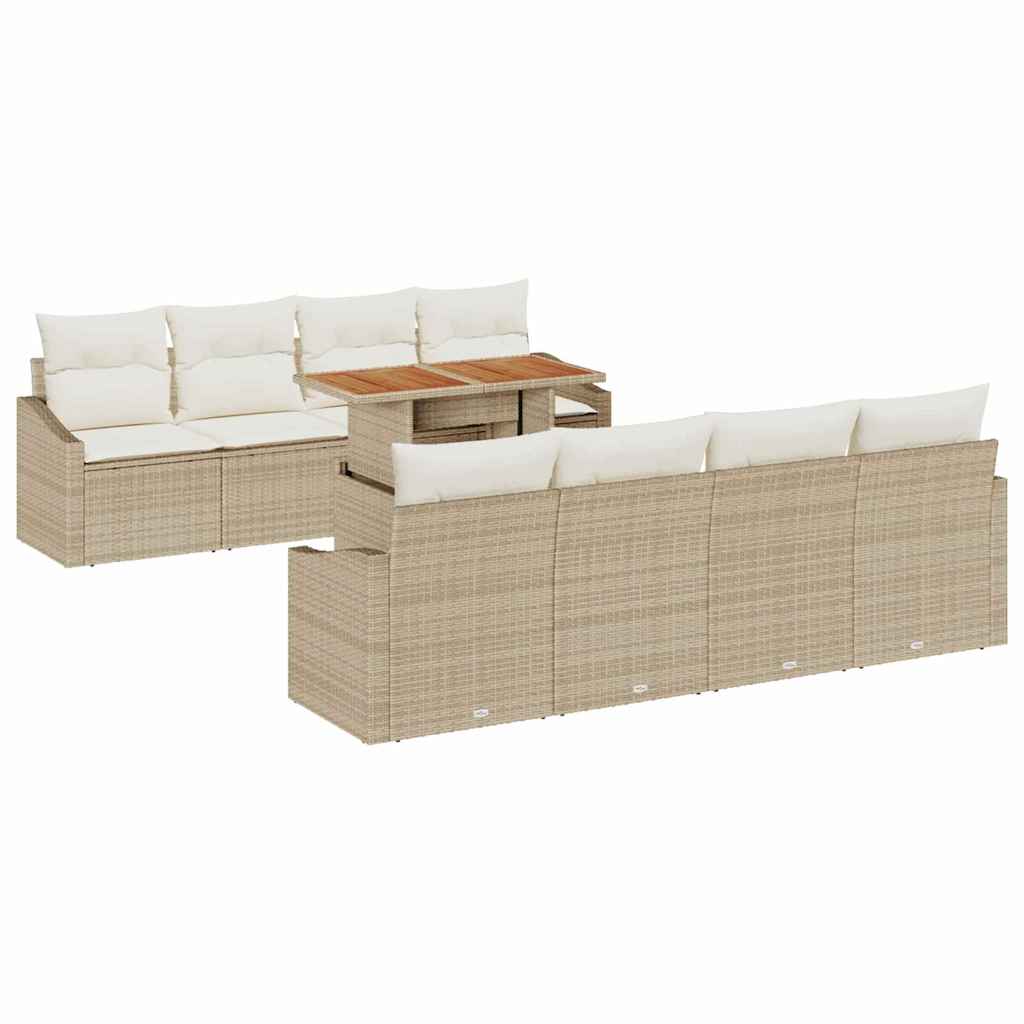 Tuin Sofa Set met opslag 9 pcs Beige Poly riet is nu te koop bij PeponiXL, paradijselijk wonen!