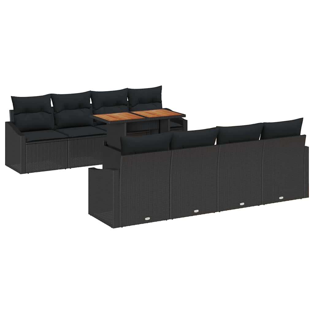 Tuin Sofa Set met opslag 9 pcs Zwart Poly riet is nu te koop bij PeponiXL, paradijselijk wonen!