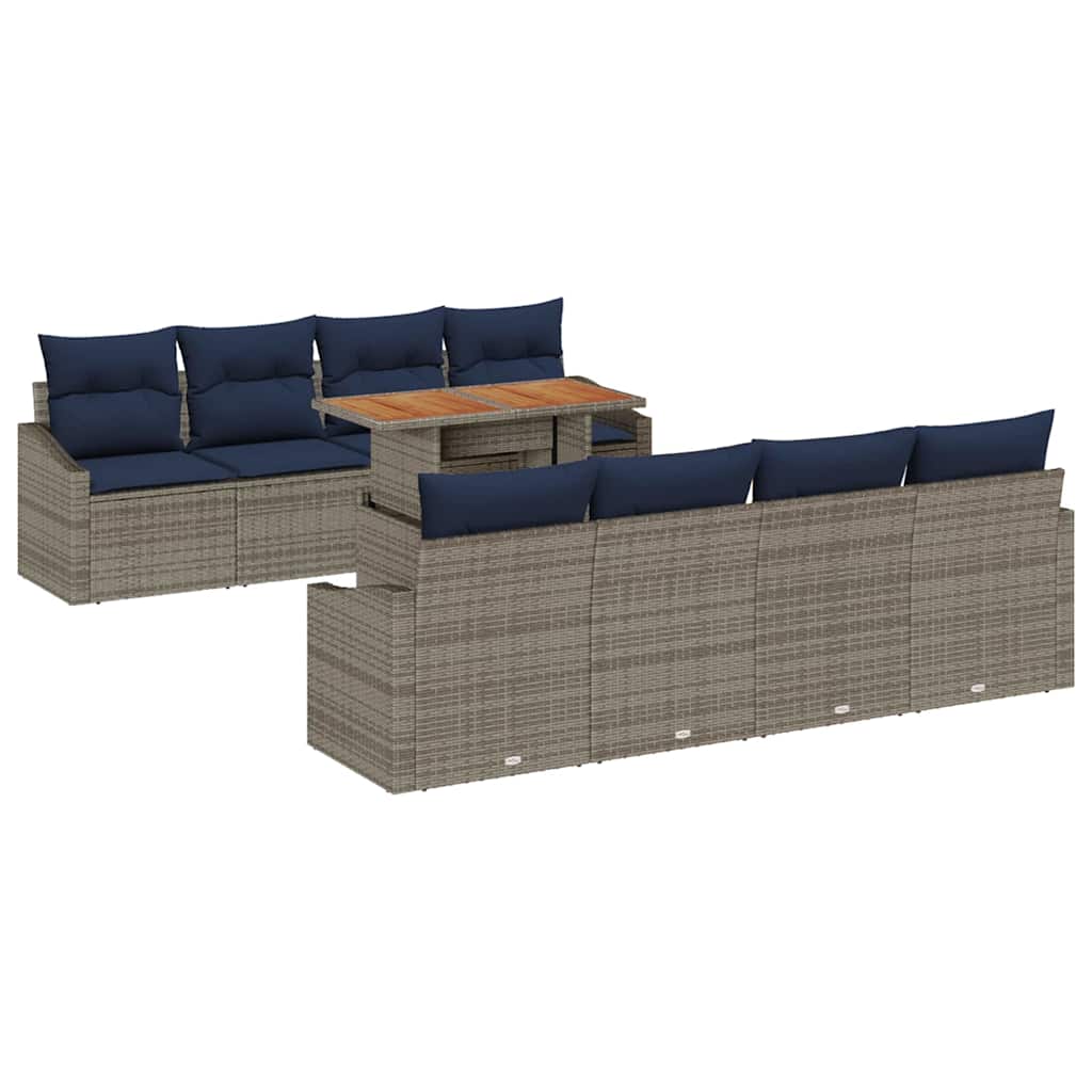 Tuin Sofa Set met opslag 9 pcs Grijs Poly riet is nu te koop bij PeponiXL, paradijselijk wonen!