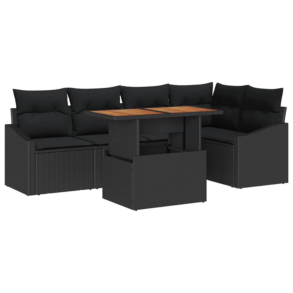 Tuin Sofa Set met opslag 6 pcs Zwart Poly riet is nu te koop bij PeponiXL, paradijselijk wonen!