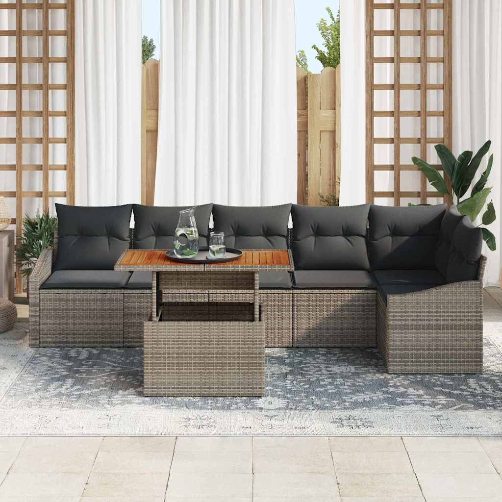Tuin Sofa Set met opslag 7 pcs Grijs Poly riet is nu te koop bij PeponiXL, paradijselijk wonen!