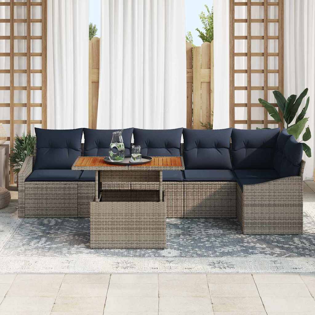 Tuin Sofa Set met opslag 7 pcs Grijs Poly riet is nu te koop bij PeponiXL, paradijselijk wonen!