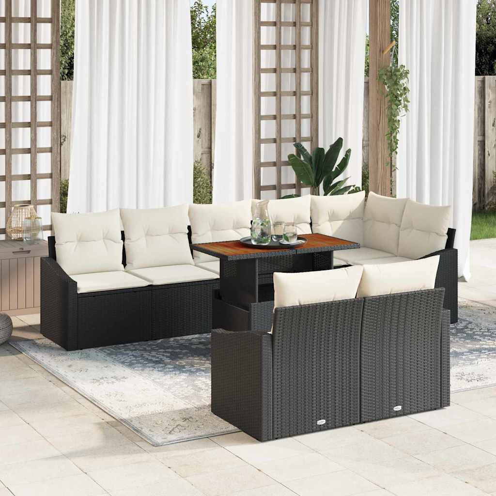 Tuin Sofa Set met opslag 9 pcs Zwart Poly riet is nu te koop bij PeponiXL, paradijselijk wonen!