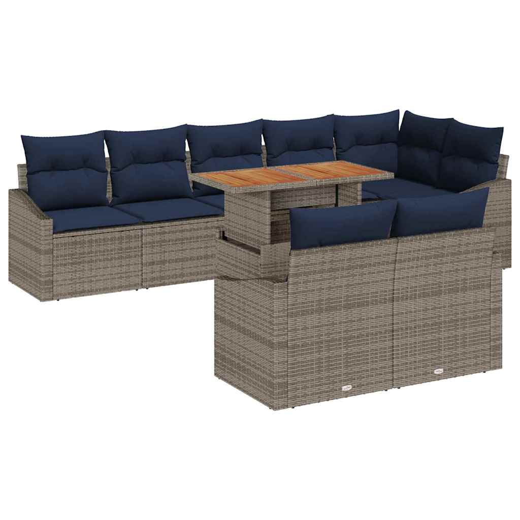 Tuin Sofa Set met opslag 9 pcs Grijs Poly riet is nu te koop bij PeponiXL, paradijselijk wonen!