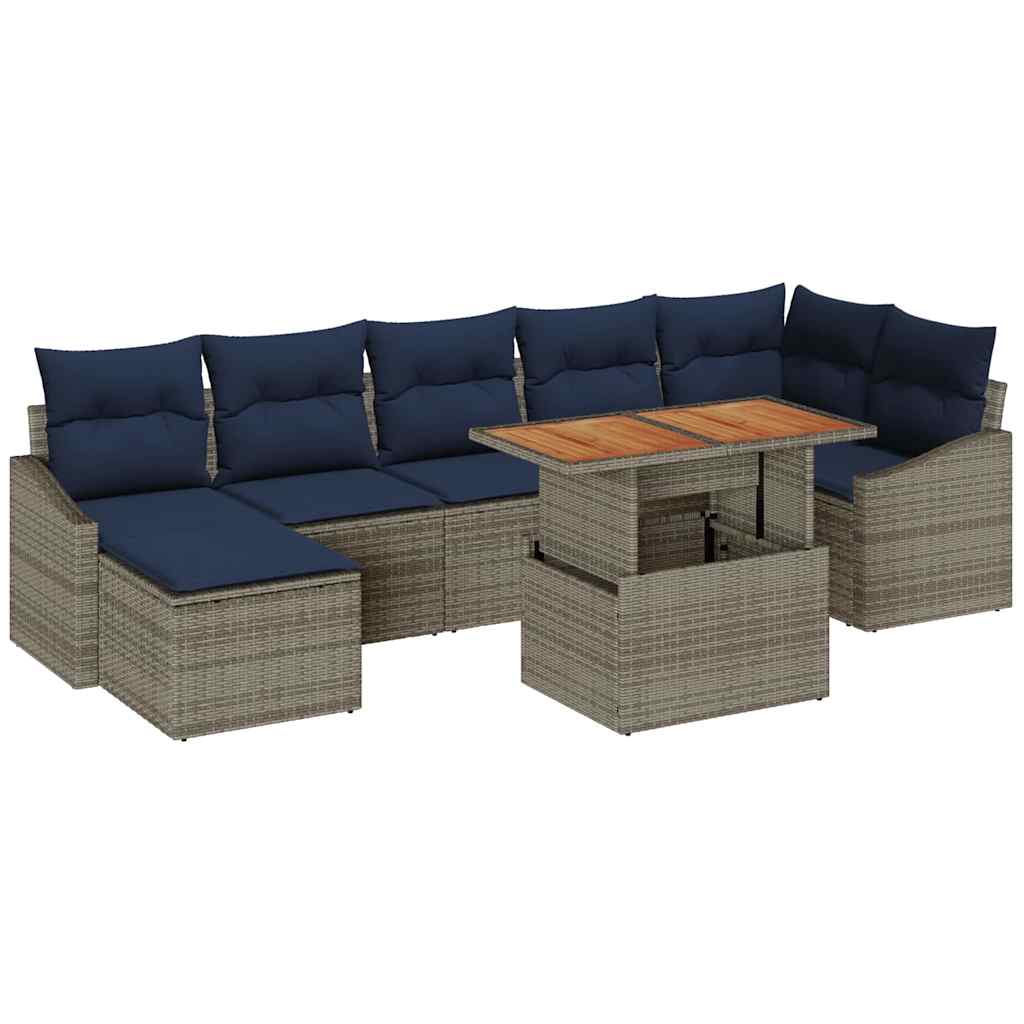 Tuin Sofa Set met opslag 8 pcs Grijs Poly riet is nu te koop bij PeponiXL, paradijselijk wonen!