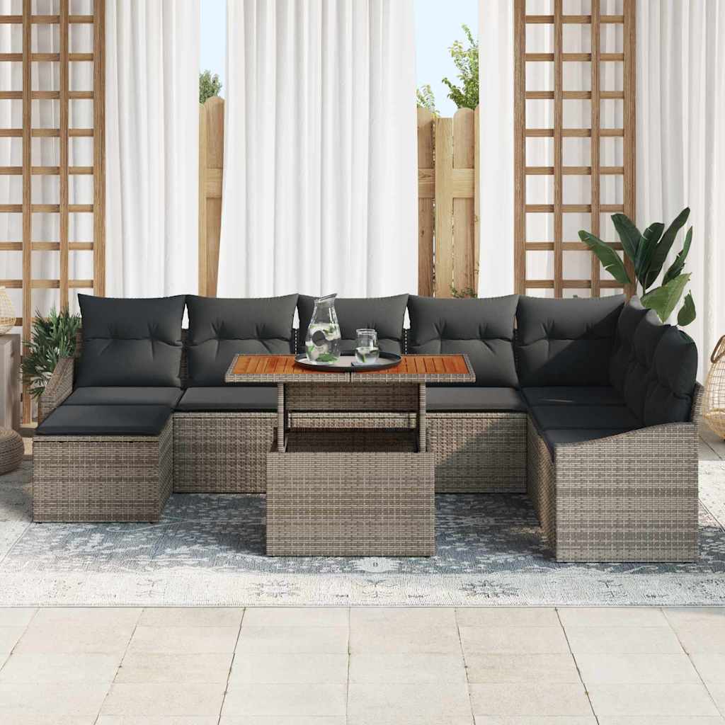 Tuin Sofa Set met opslag 9 pcs Grijs Poly riet is nu te koop bij PeponiXL, paradijselijk wonen!