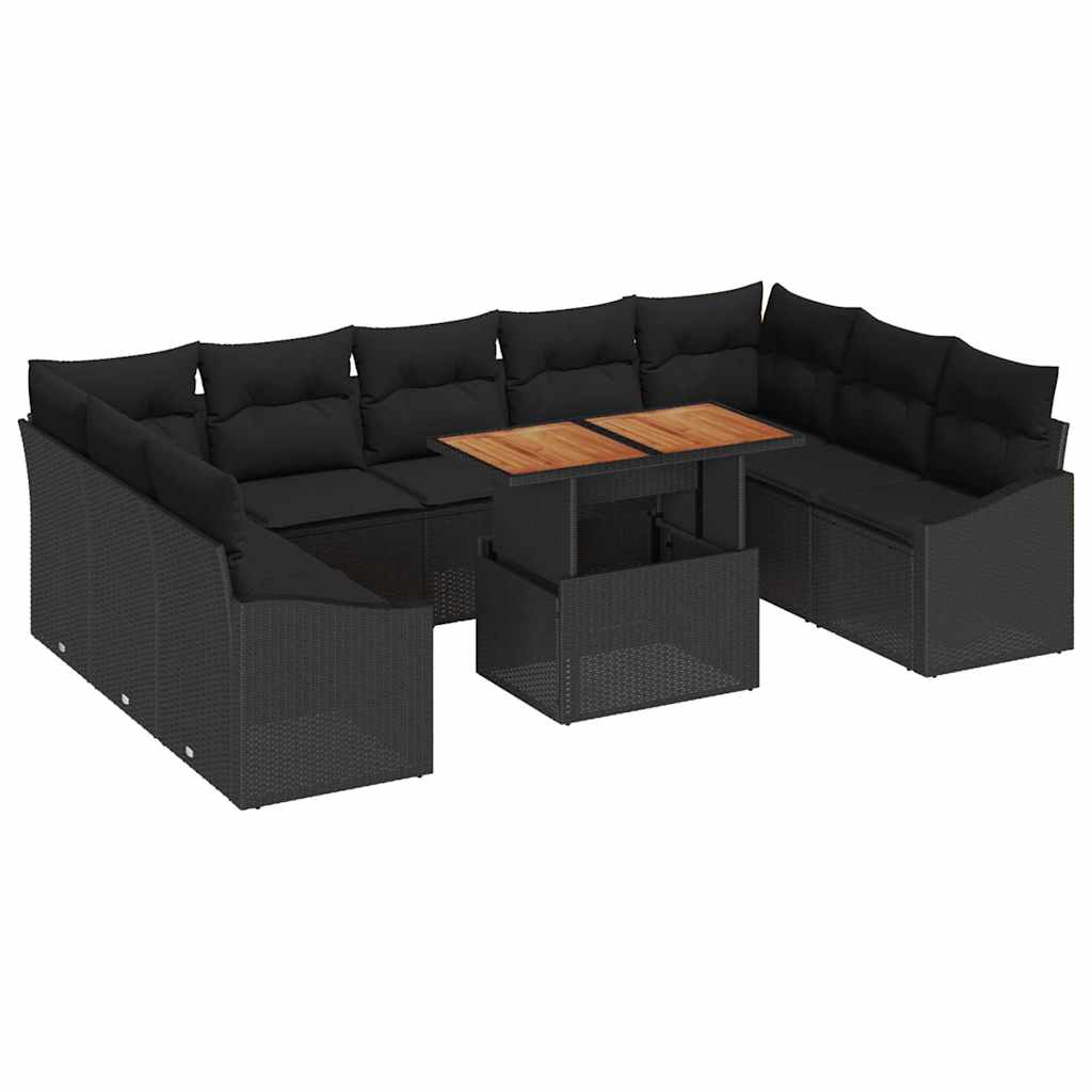 Tuin Sofa Set met opslag 10 pcs Zwart Poly riet is nu te koop bij PeponiXL, paradijselijk wonen!