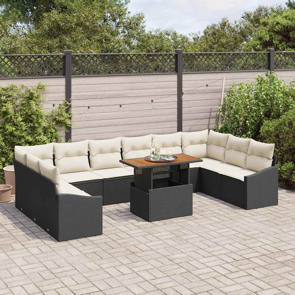 Tuin Sofa Set met opslag 11 pcs Zwart Poly riet is nu te koop bij PeponiXL, paradijselijk wonen!