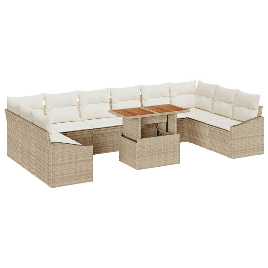 Tuin Sofa Set met opslag 11 pcs Beige Poly riet is nu te koop bij PeponiXL, paradijselijk wonen!