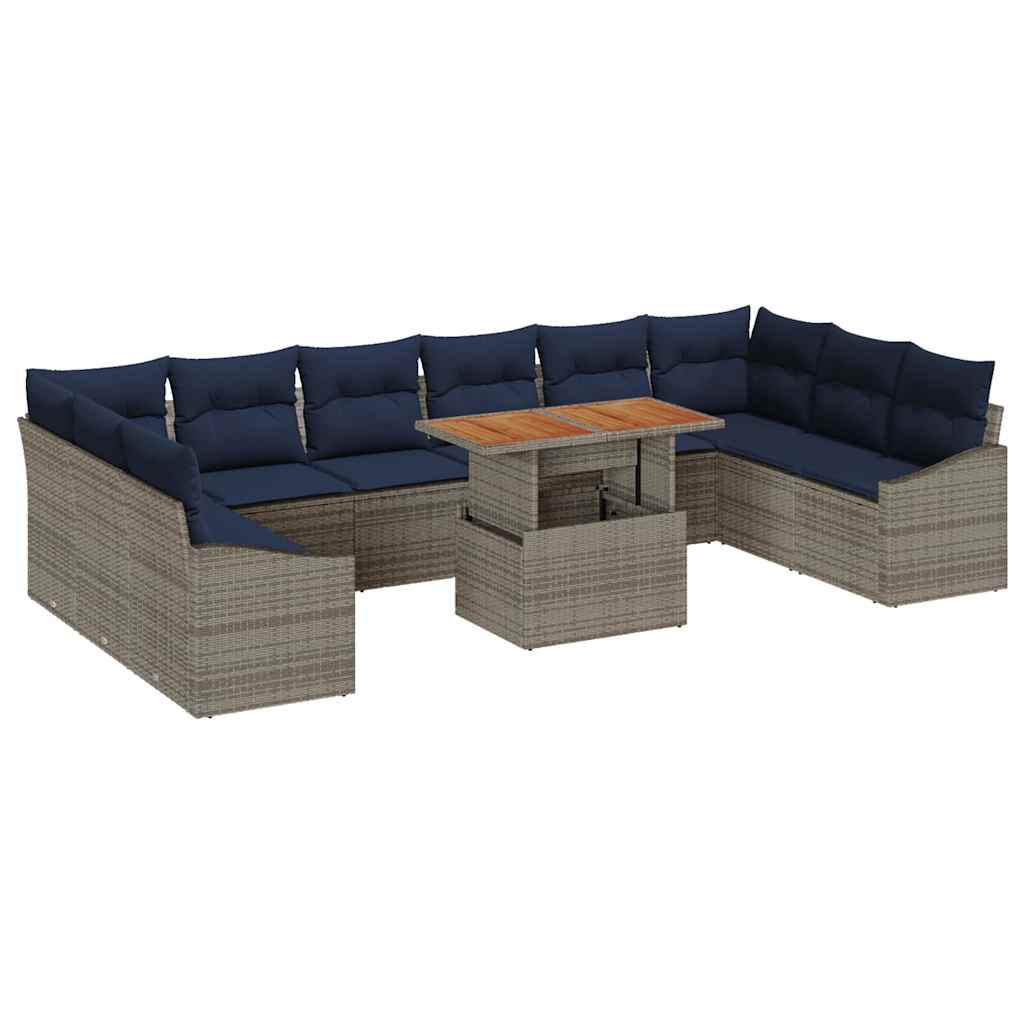 Tuin Sofa Set met opslag 11 pcs Grijs Poly riet is nu te koop bij PeponiXL, paradijselijk wonen!