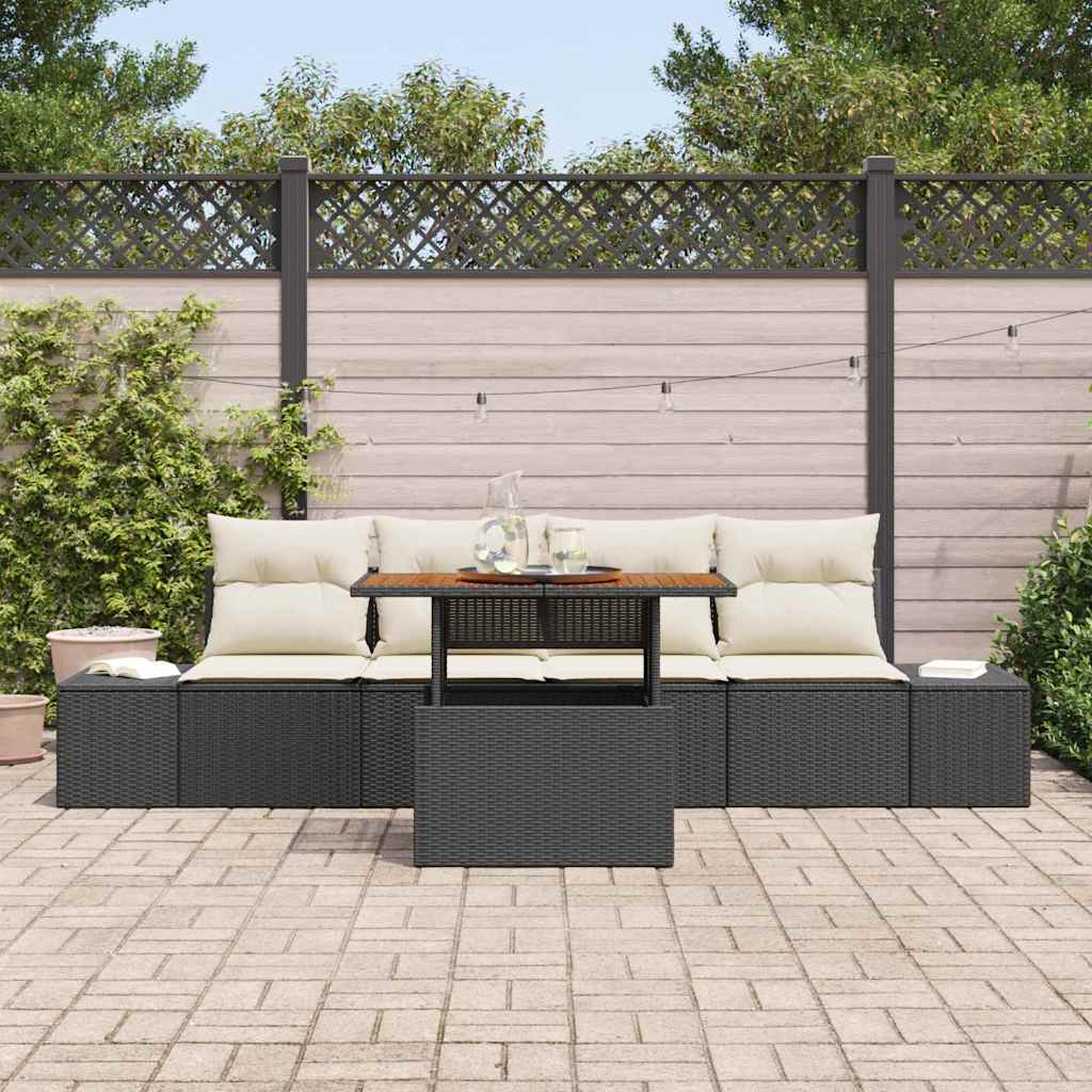 Tuin Sofa Set met opslag 5 pcs Zwart Poly riet is nu te koop bij PeponiXL, paradijselijk wonen!