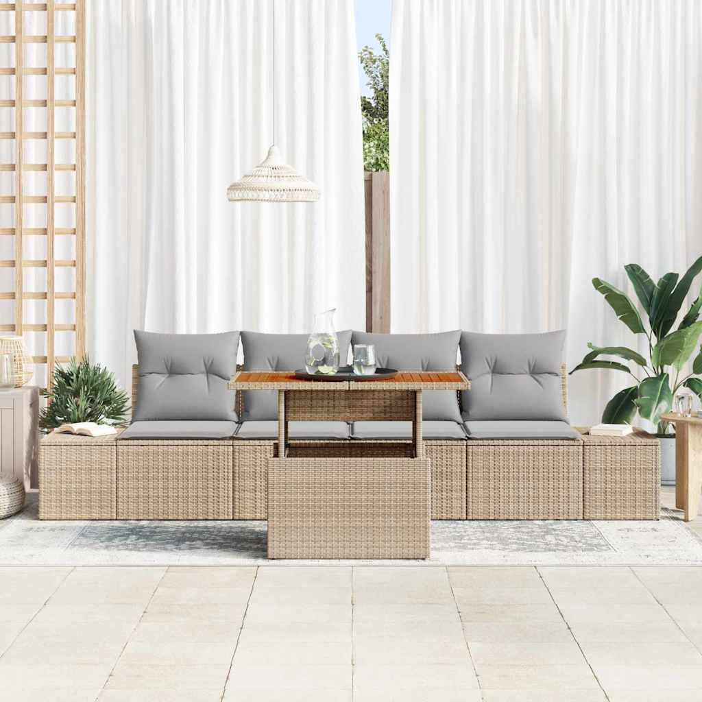 Tuin Sofa Set met opslag 5 pcs Beige Poly riet is nu te koop bij PeponiXL, paradijselijk wonen!
