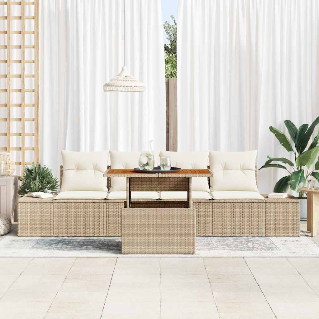 Tuin Sofa Set met opslag 5 pcs Beige Poly riet is nu te koop bij PeponiXL, paradijselijk wonen!