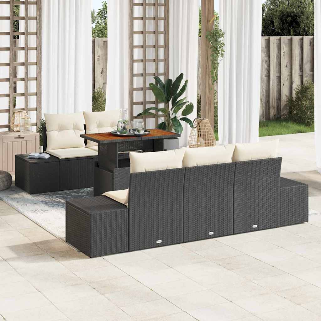 Tuin Sofa Set met opslag 6 pcs Zwart Poly riet is nu te koop bij PeponiXL, paradijselijk wonen!