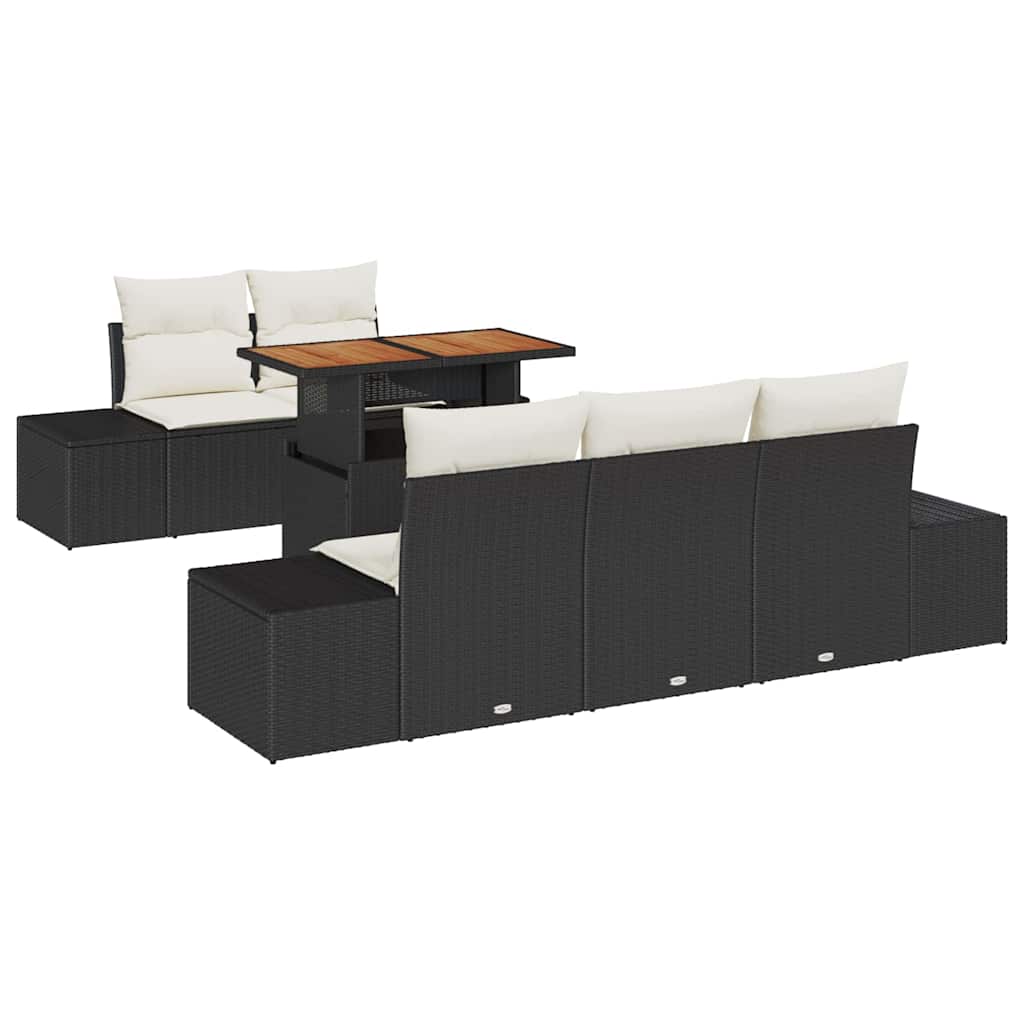 Tuin Sofa Set met opslag 6 pcs Zwart Poly riet is nu te koop bij PeponiXL, paradijselijk wonen!