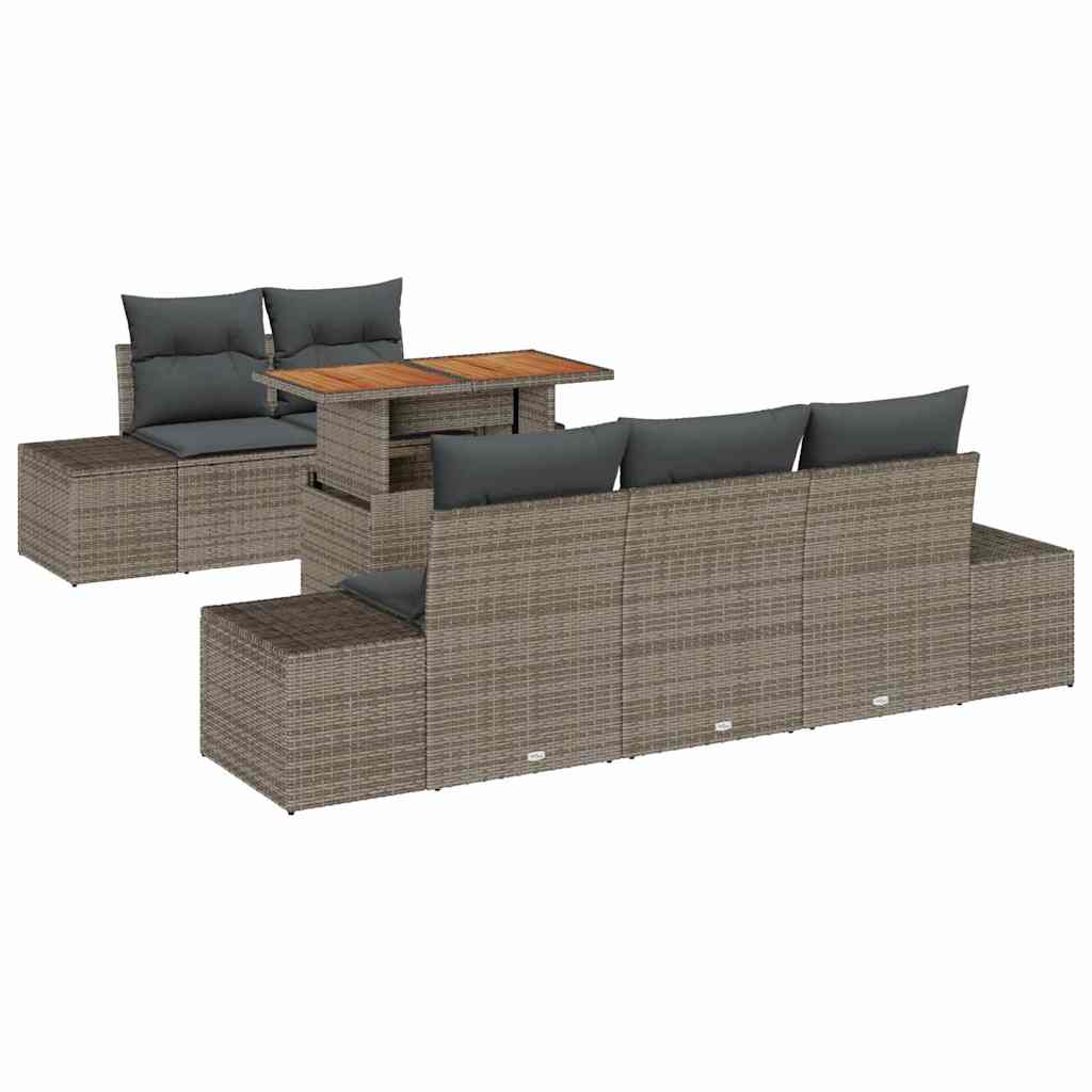 Tuin Sofa Set met opslag 6 pcs Grijs Poly riet is nu te koop bij PeponiXL, paradijselijk wonen!
