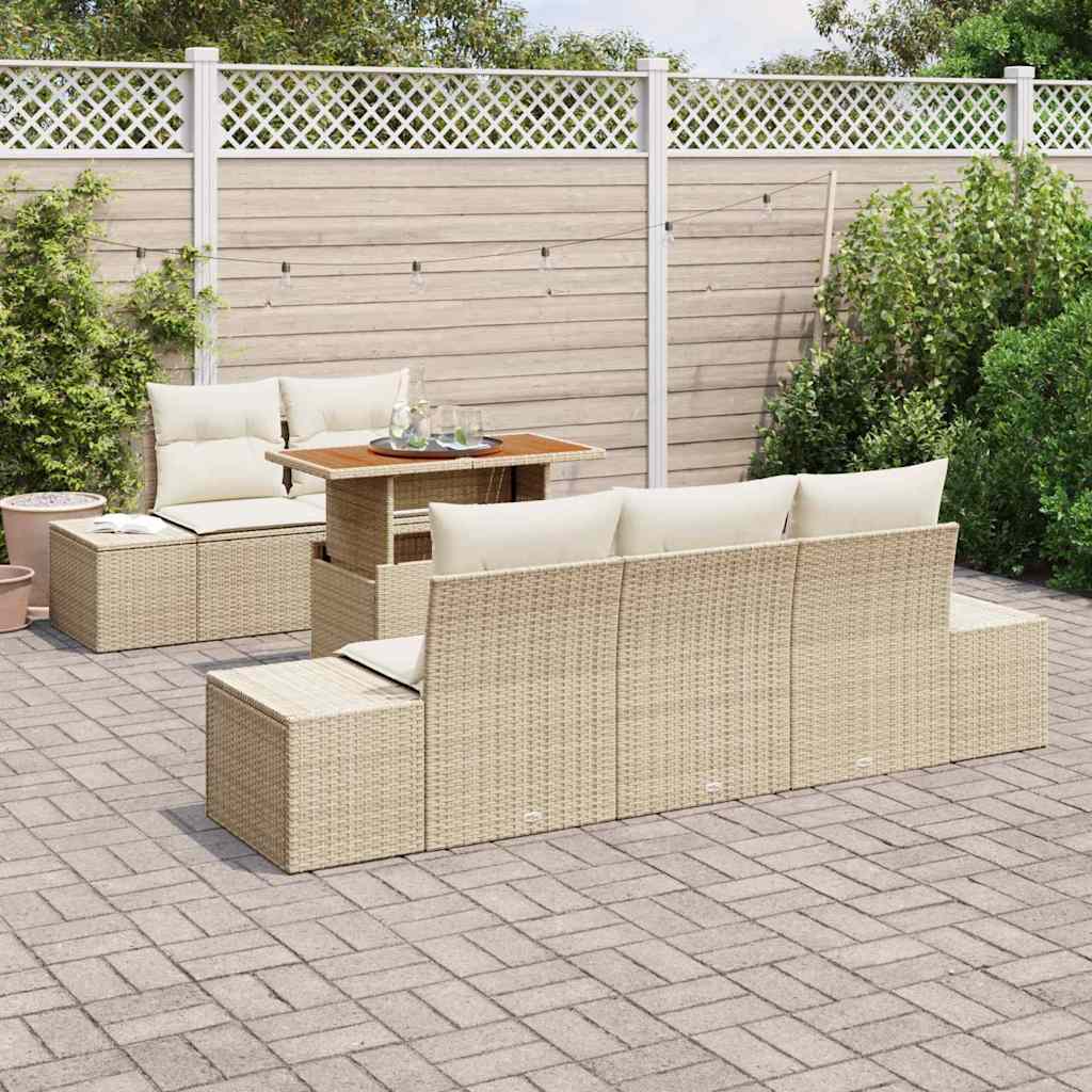 Tuin Sofa Set met opslag 6 pcs Beige Poly riet is nu te koop bij PeponiXL, paradijselijk wonen!