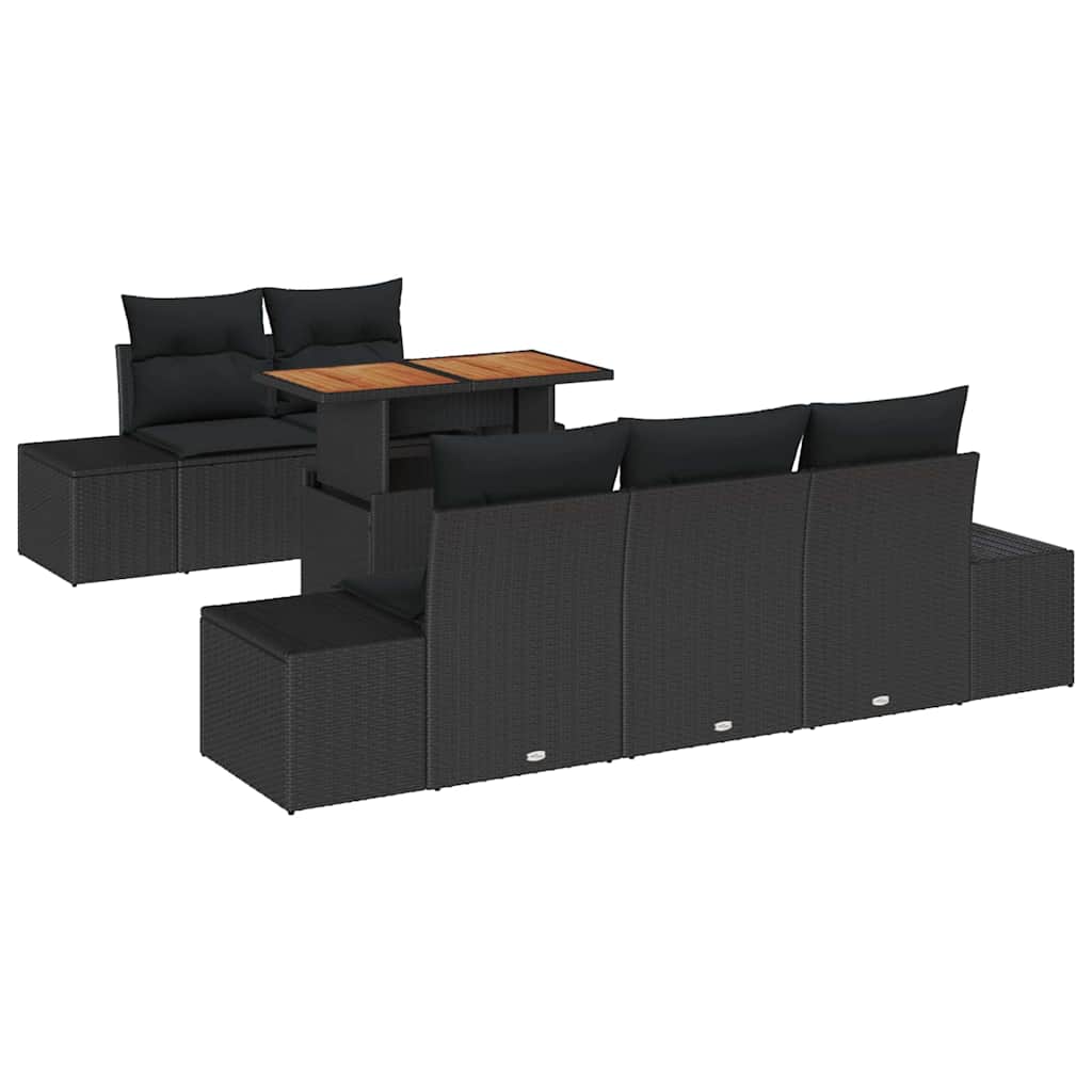 Tuin Sofa Set met opslag 6 pcs Zwart Poly riet is nu te koop bij PeponiXL, paradijselijk wonen!