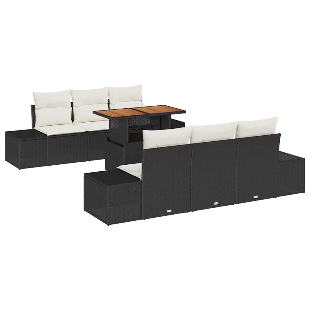 Tuin Sofa Set met opslag 7 pcs Zwart Poly riet is nu te koop bij PeponiXL, paradijselijk wonen!