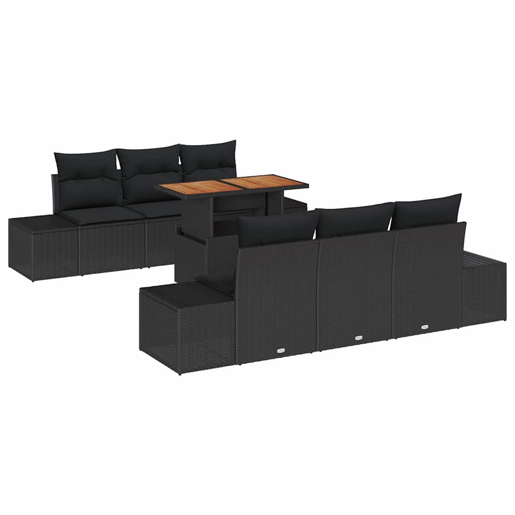 Tuin Sofa Set met opslag 7 pcs Zwart Poly riet is nu te koop bij PeponiXL, paradijselijk wonen!