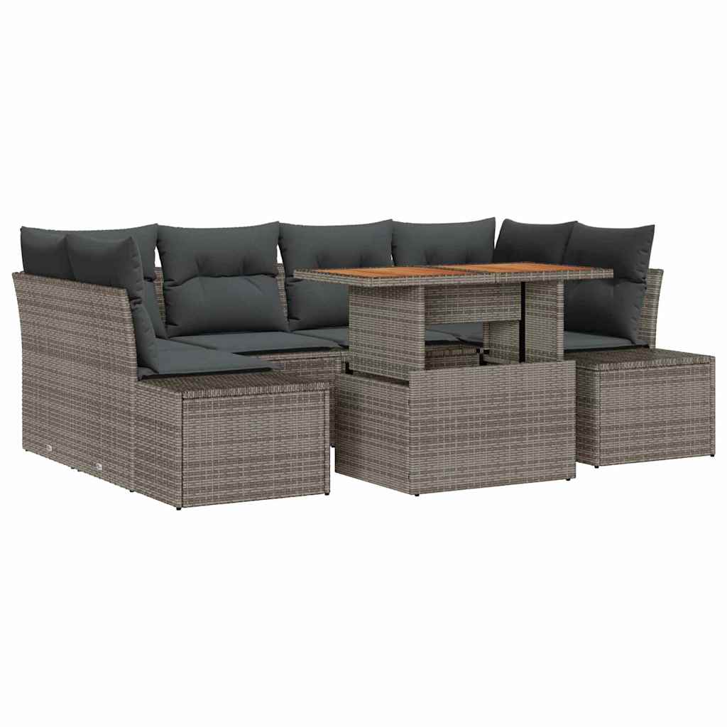 Tuin Sofa Set met opslag 7 pcs Grijs Poly riet is nu te koop bij PeponiXL, paradijselijk wonen!