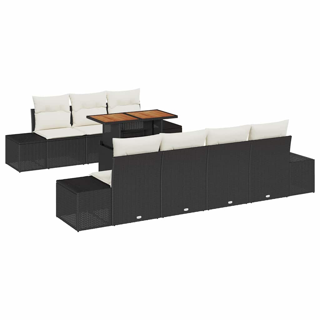 Tuin Sofa Set met opslag 8 pcs Zwart Poly riet is nu te koop bij PeponiXL, paradijselijk wonen!