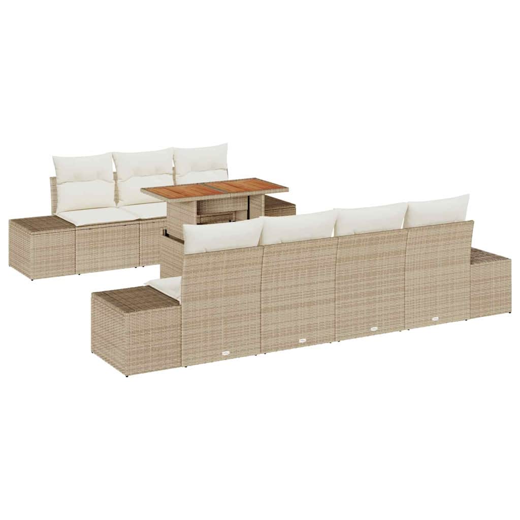 Tuin Sofa Set met opslag 8 pcs Beige Poly riet is nu te koop bij PeponiXL, paradijselijk wonen!