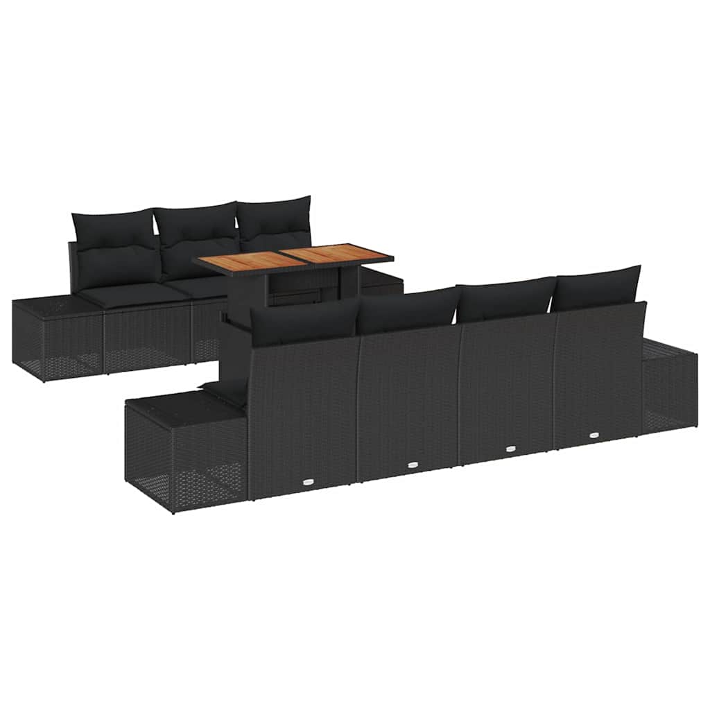 Tuin Sofa Set met opslag 8 pcs Zwart Poly riet is nu te koop bij PeponiXL, paradijselijk wonen!