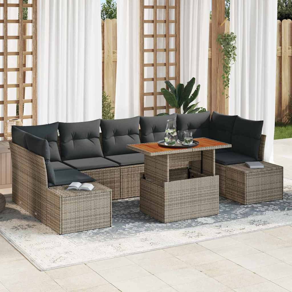 Tuin Sofa Set met opslag 8 pcs Grijs Poly riet is nu te koop bij PeponiXL, paradijselijk wonen!