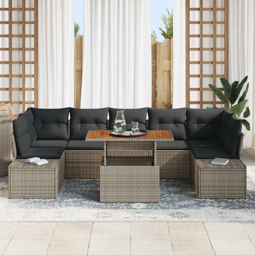 Tuin Sofa Set met opslag 8 pcs Grijs Poly riet is nu te koop bij PeponiXL, paradijselijk wonen!