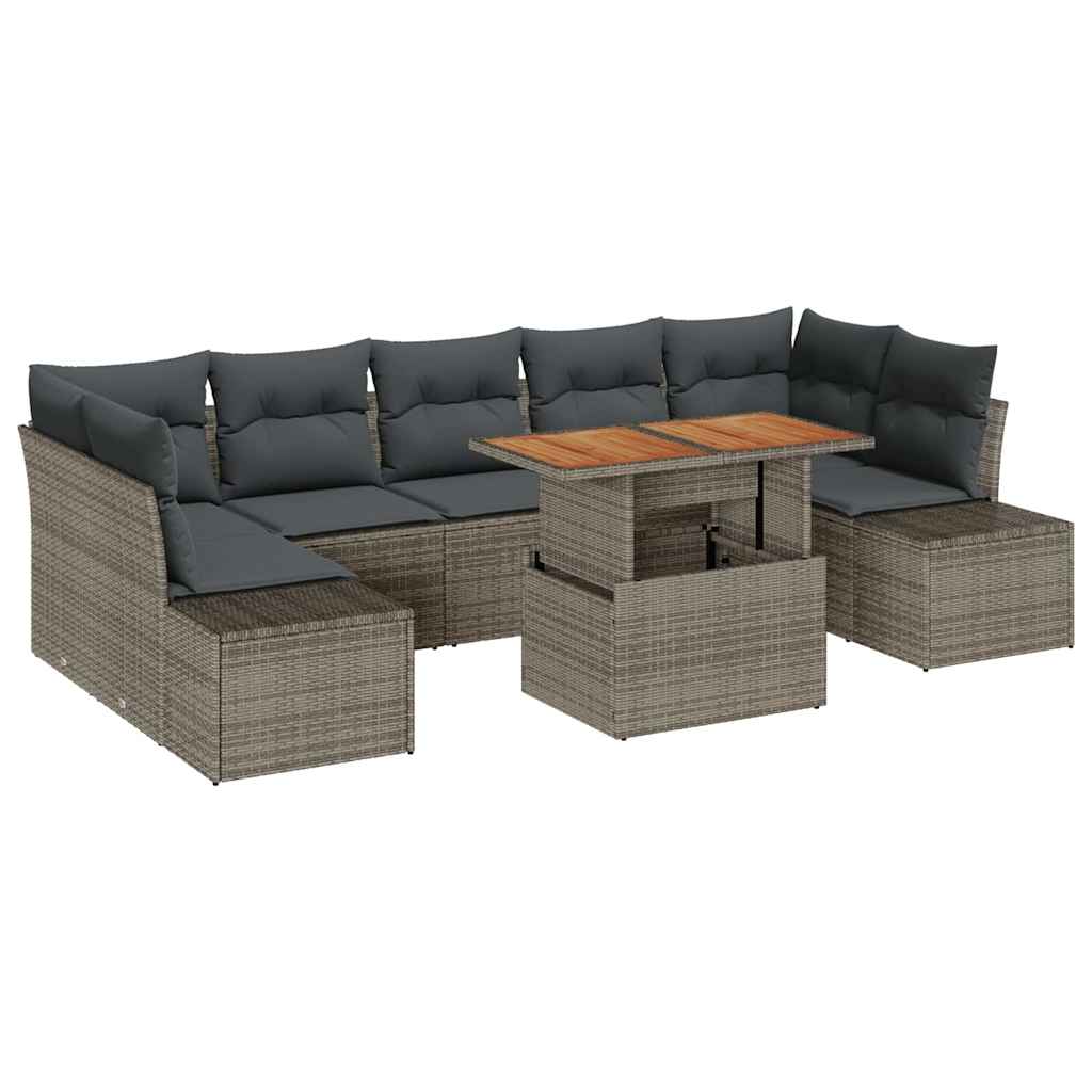 Tuin Sofa Set met opslag 8 pcs Grijs Poly riet is nu te koop bij PeponiXL, paradijselijk wonen!