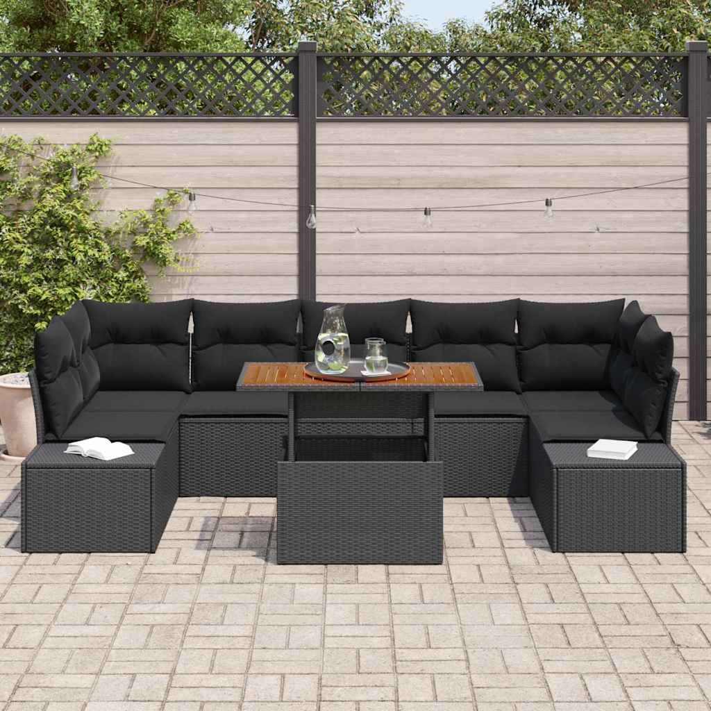 Tuin Sofa Set met opslag 8 pcs Zwart Poly riet is nu te koop bij PeponiXL, paradijselijk wonen!