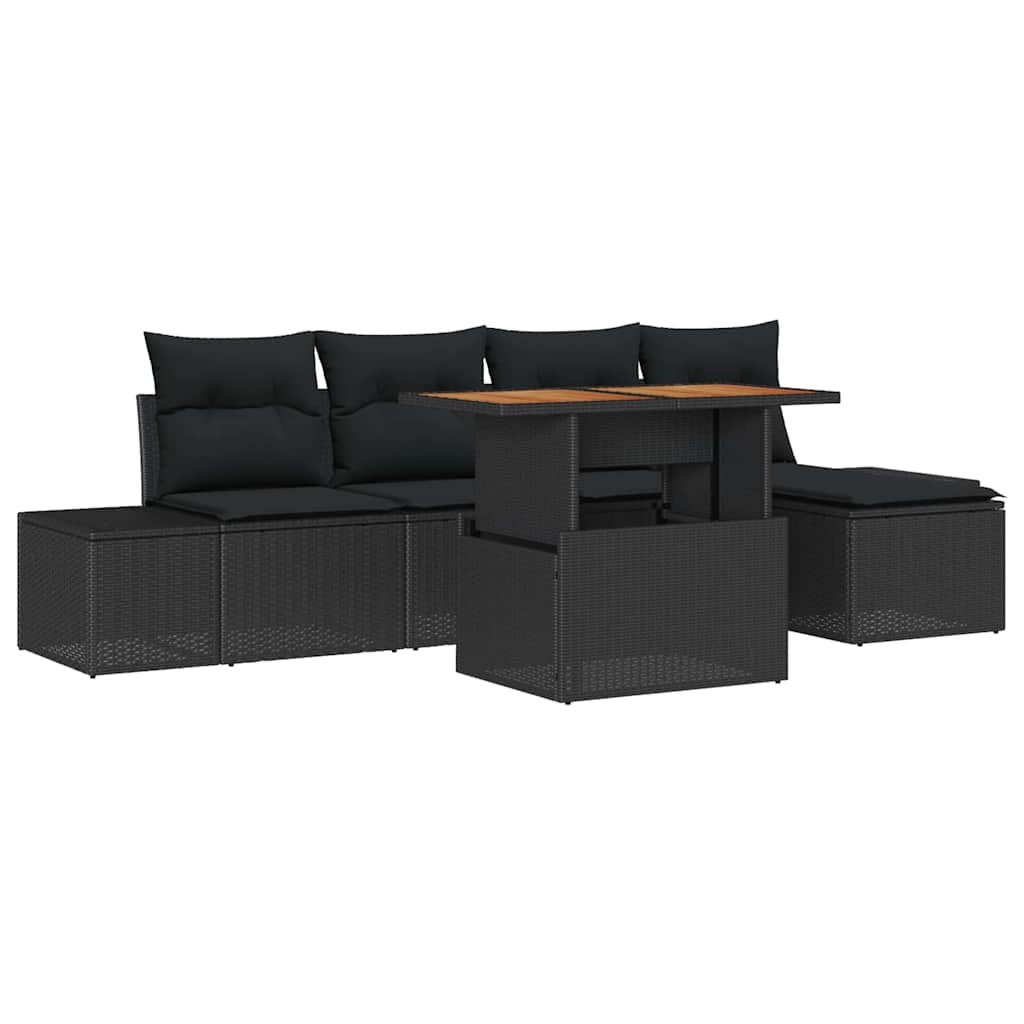 Tuin Sofa Set met opslag 6 pcs Zwart Poly riet is nu te koop bij PeponiXL, paradijselijk wonen!