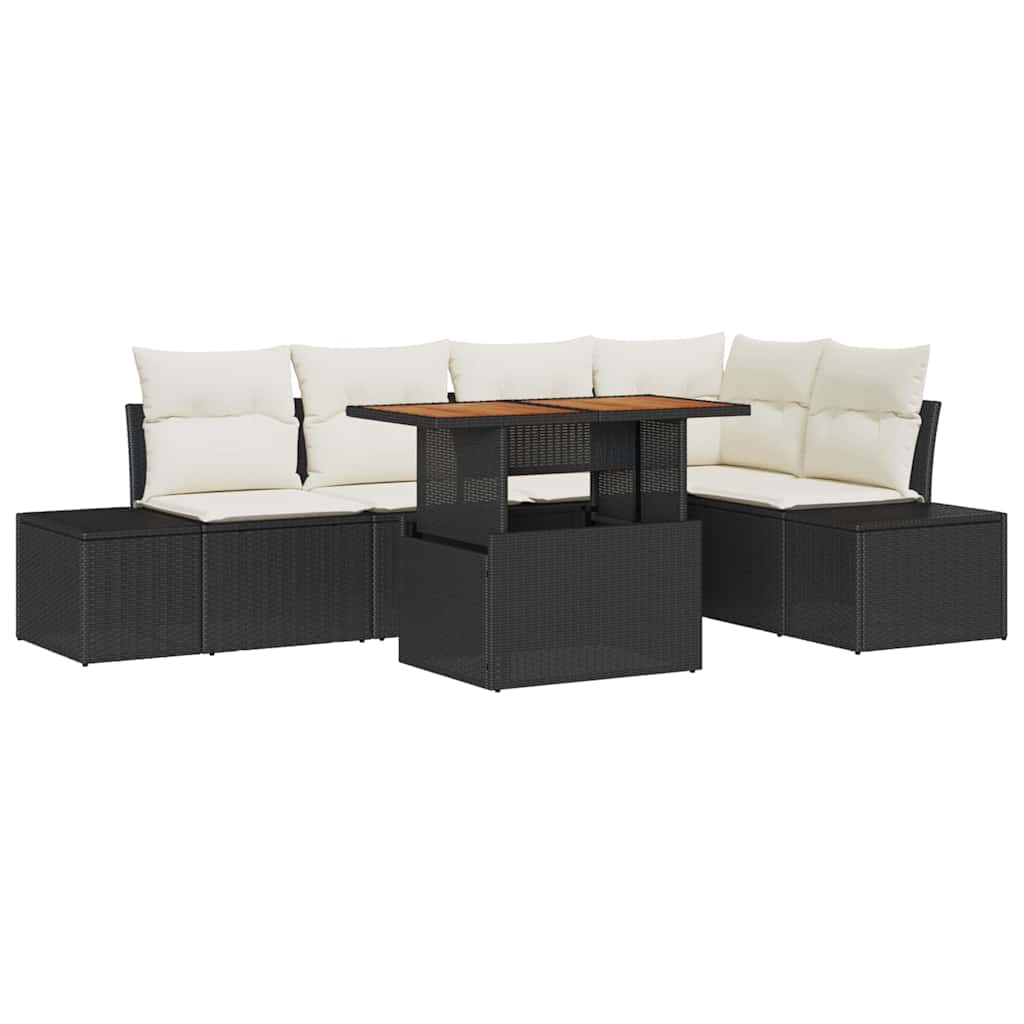 Tuin Sofa Set met opslag 6 pcs Zwart Poly riet is nu te koop bij PeponiXL, paradijselijk wonen!
