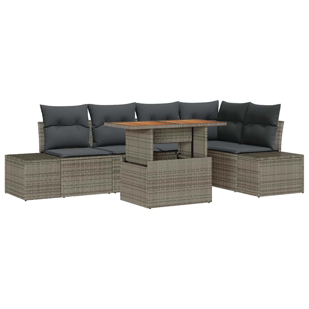 Tuin Sofa Set met opslag 6 pcs Grijs Poly riet is nu te koop bij PeponiXL, paradijselijk wonen!