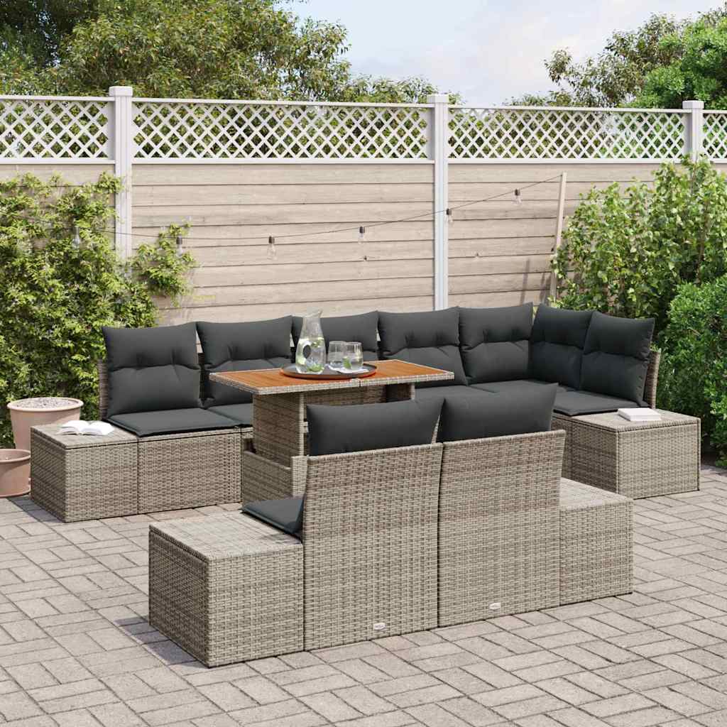 Tuin Sofa Set met opslag 9 pcs Grijs Poly riet is nu te koop bij PeponiXL, paradijselijk wonen!