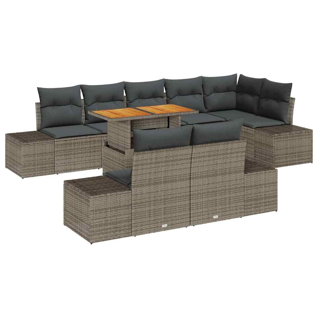 Tuin Sofa Set met opslag 9 pcs Grijs Poly riet is nu te koop bij PeponiXL, paradijselijk wonen!