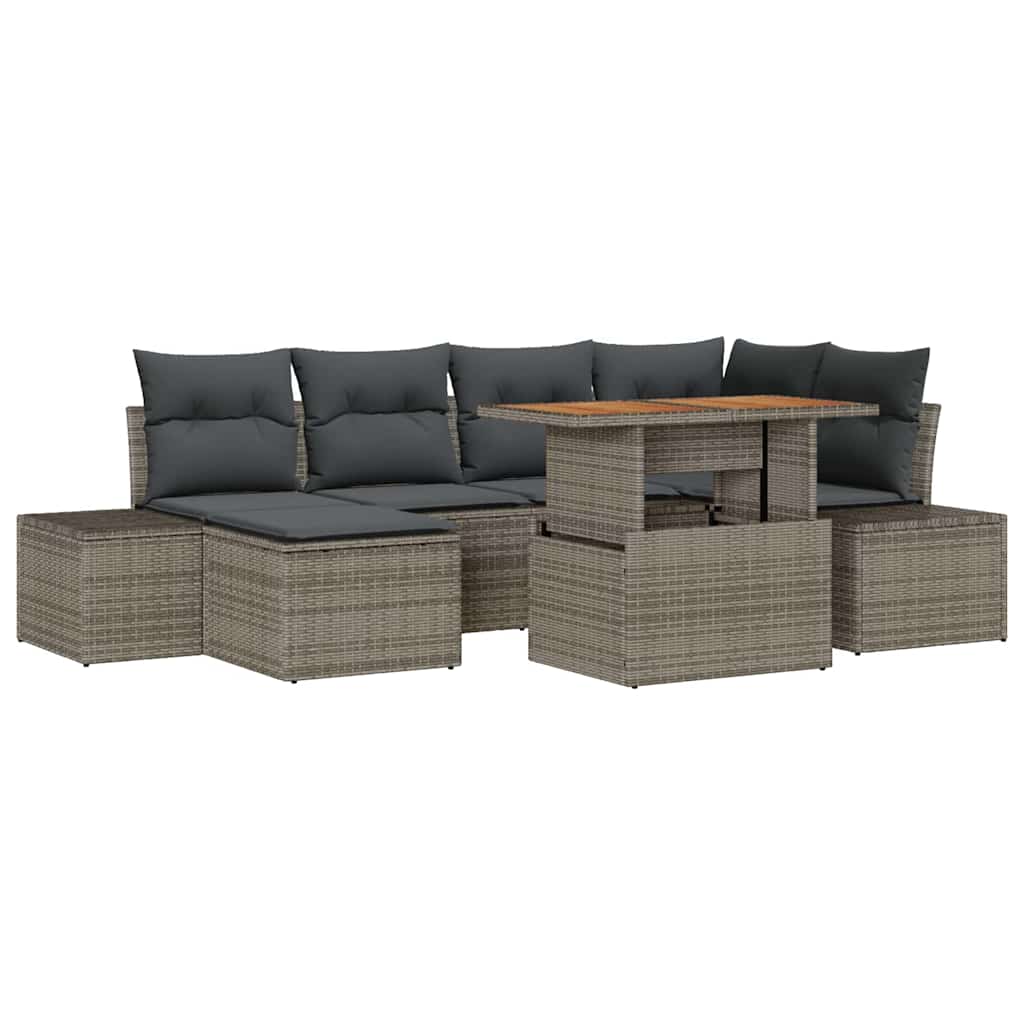 Tuin Sofa Set met opslag 7 pcs Grijs Poly riet is nu te koop bij PeponiXL, paradijselijk wonen!