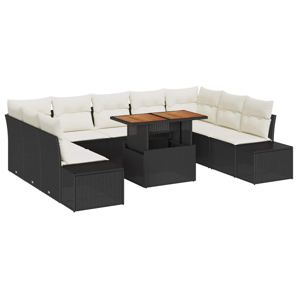 Tuin Sofa Set met opslag 10 pcs Zwart Poly riet is nu te koop bij PeponiXL, paradijselijk wonen!