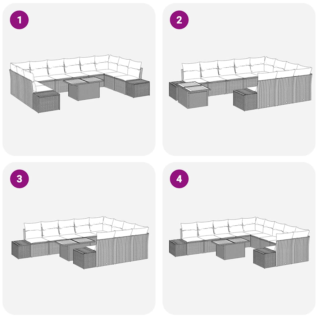 Tuin Sofa Set met opslag 11 pcs Beige Poly riet is nu te koop bij PeponiXL, paradijselijk wonen!