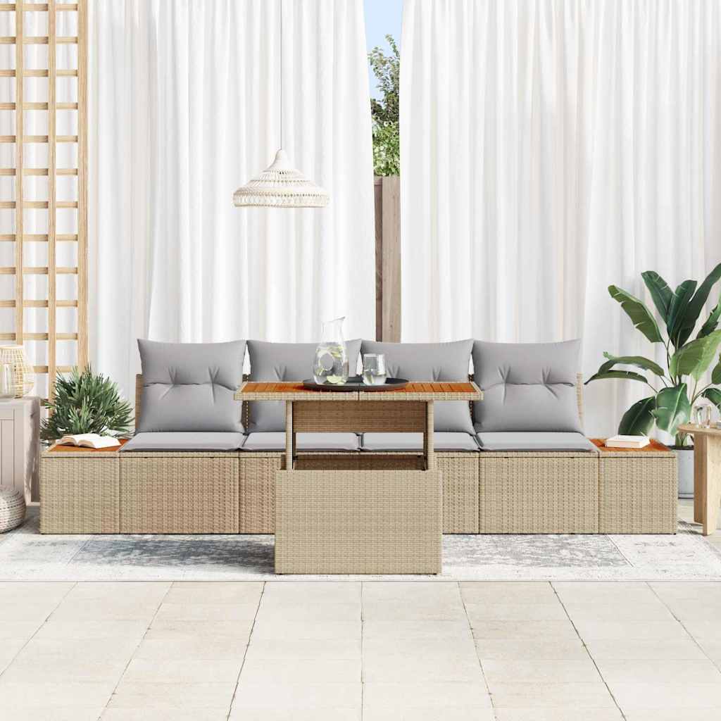 Tuin Sofa Set met opslag 5 pcs Beige Poly riet is nu te koop bij PeponiXL, paradijselijk wonen!
