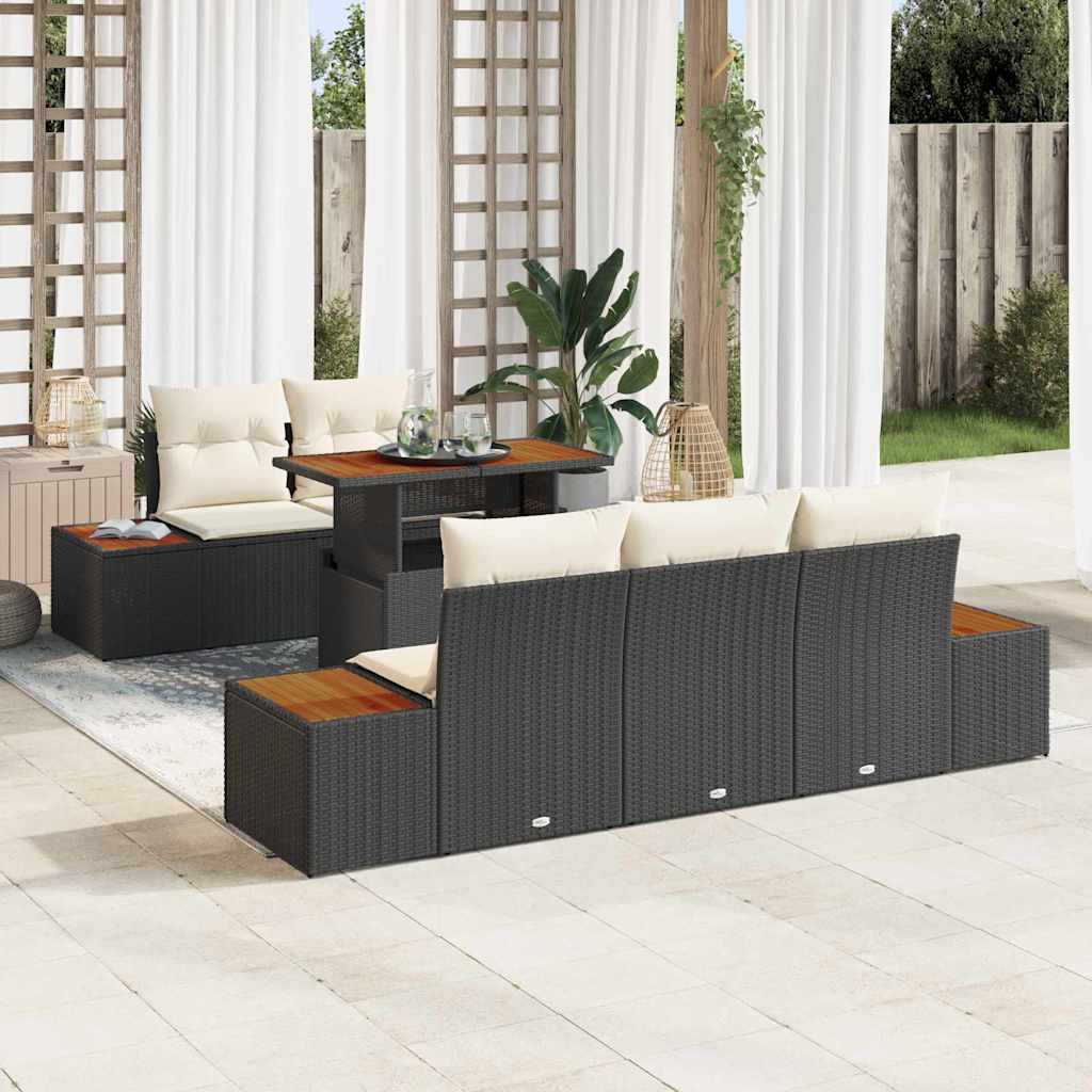 Tuin Sofa Set met opslag 6 pcs Zwart Poly riet is nu te koop bij PeponiXL, paradijselijk wonen!