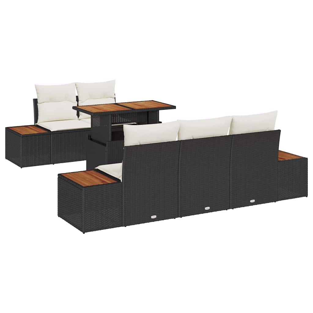 Tuin Sofa Set met opslag 6 pcs Zwart Poly riet is nu te koop bij PeponiXL, paradijselijk wonen!